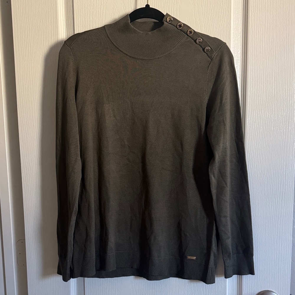 Calvin Klein Olive Sweater with Button Detail